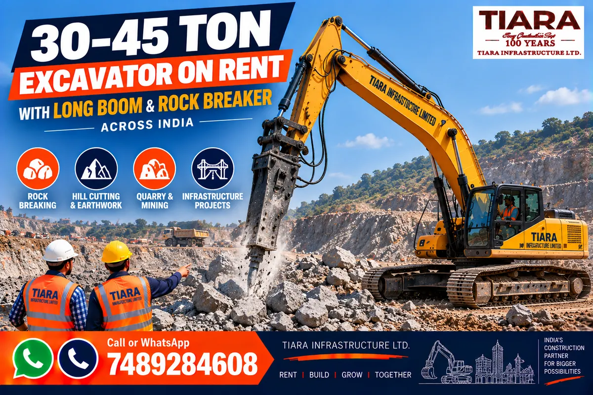 Heavy crawler excavator rental and hire projects in India