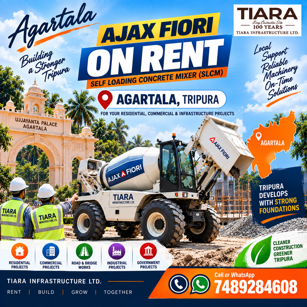 Ajax Fiori on rent in Agartala, Tripura self-loading concrete mixer