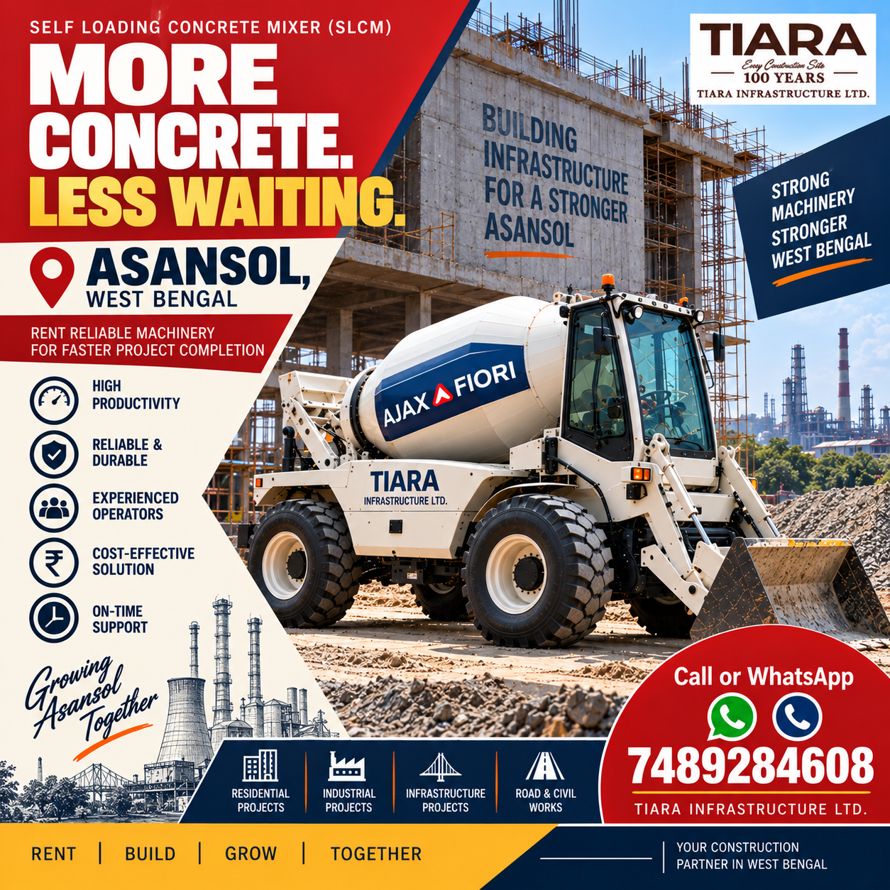 Ajax Fiori on rent in Asansol, West Bengal self-loading concrete mixer