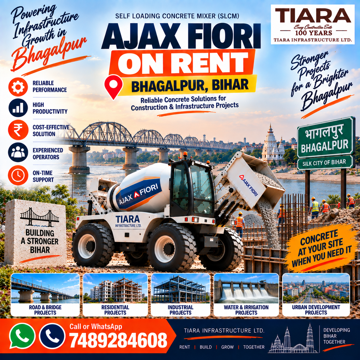 Ajax Fiori on rent in Bhagalpur, Bihar self-loading concrete mixer