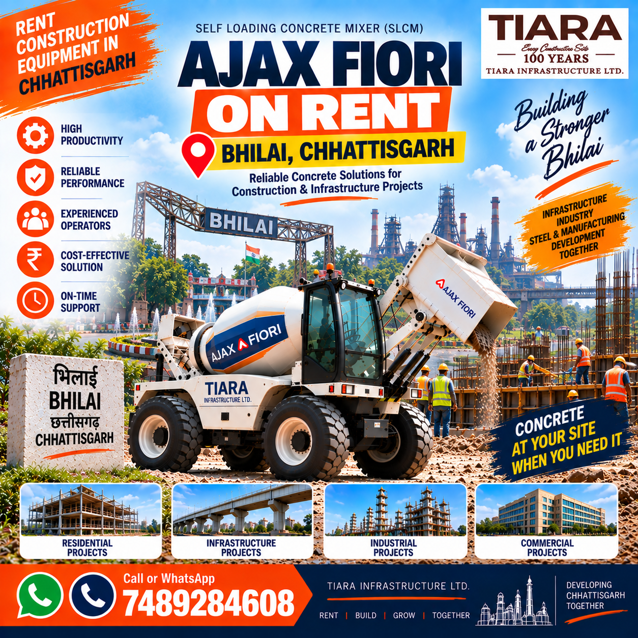 Ajax Fiori on rent in Bhilai, Chhattisgarh self-loading concrete mixer
