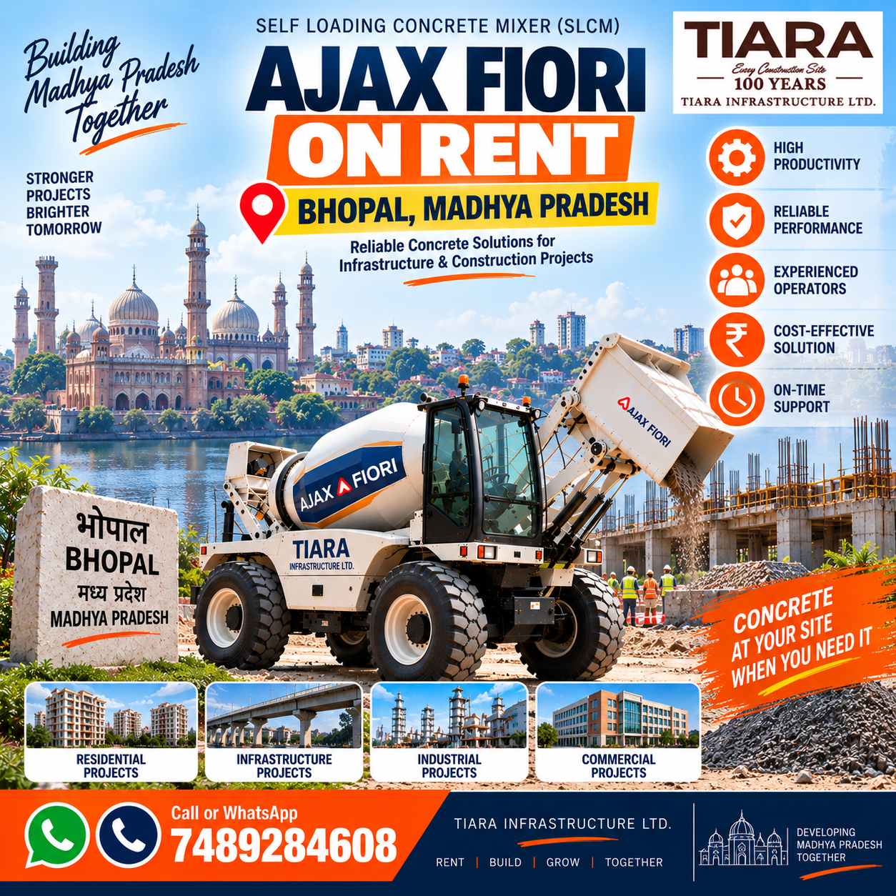 Ajax Fiori on rent in Bhopal, Madhya Pradesh self-loading concrete mixer