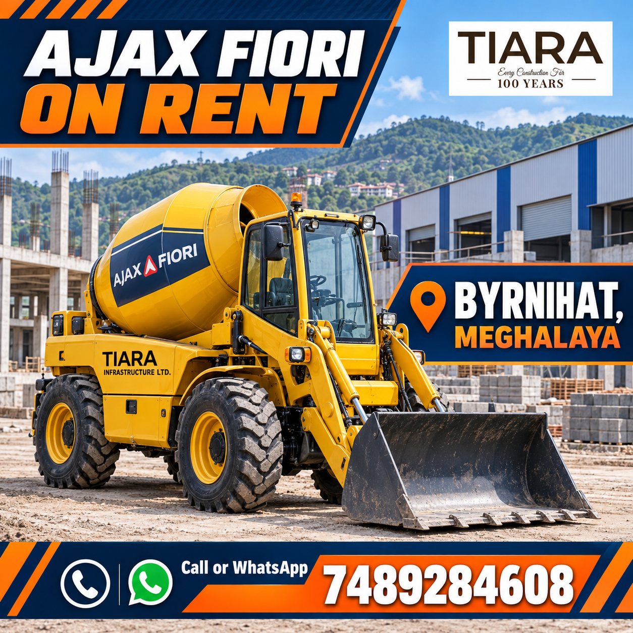 Ajax Fiori self-loading concrete mixer available for rental enquiries in Byrnihat, Meghalaya