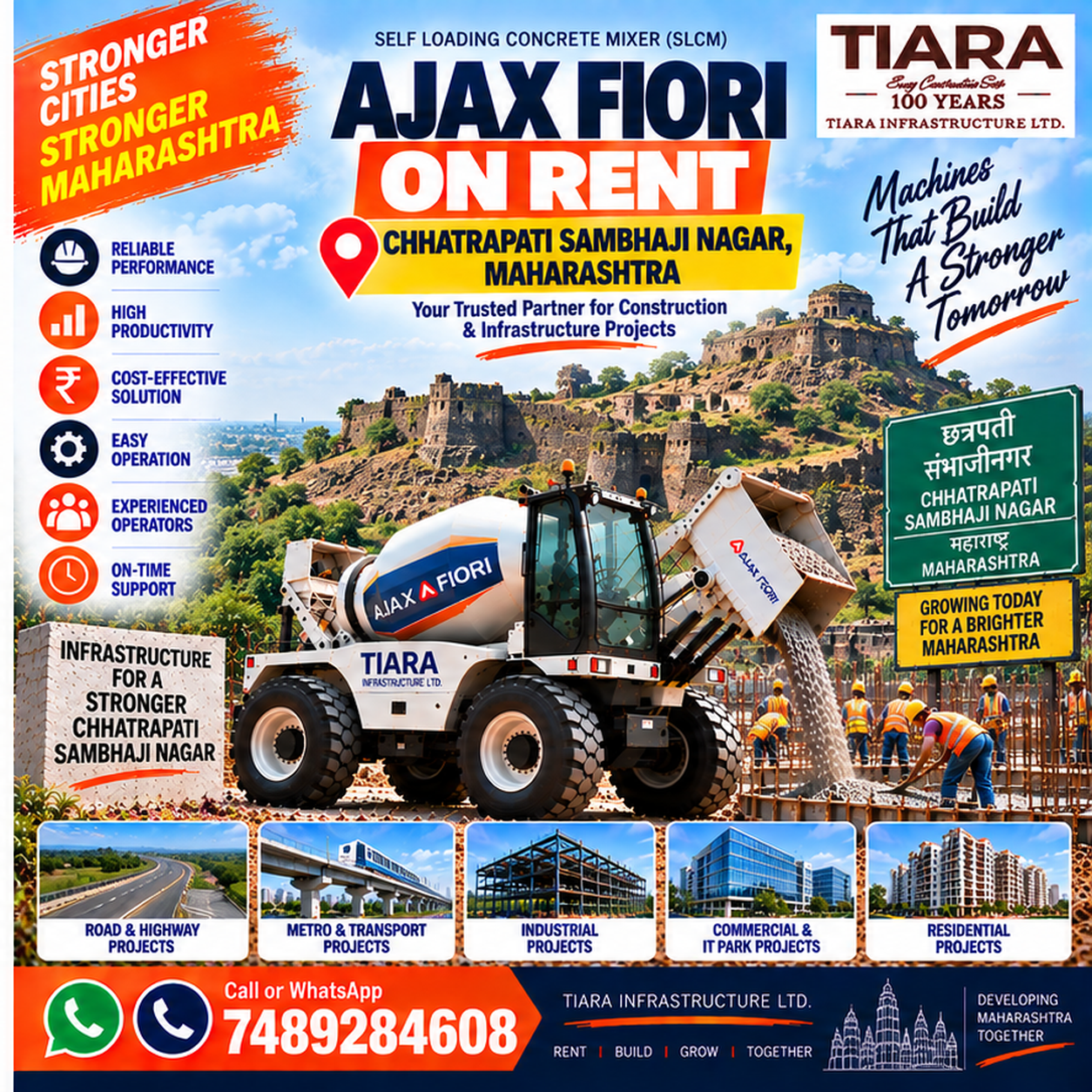 Ajax Fiori on rent in Chhatrapati Sambhajinagar, Maharashtra self-loading concrete mixer