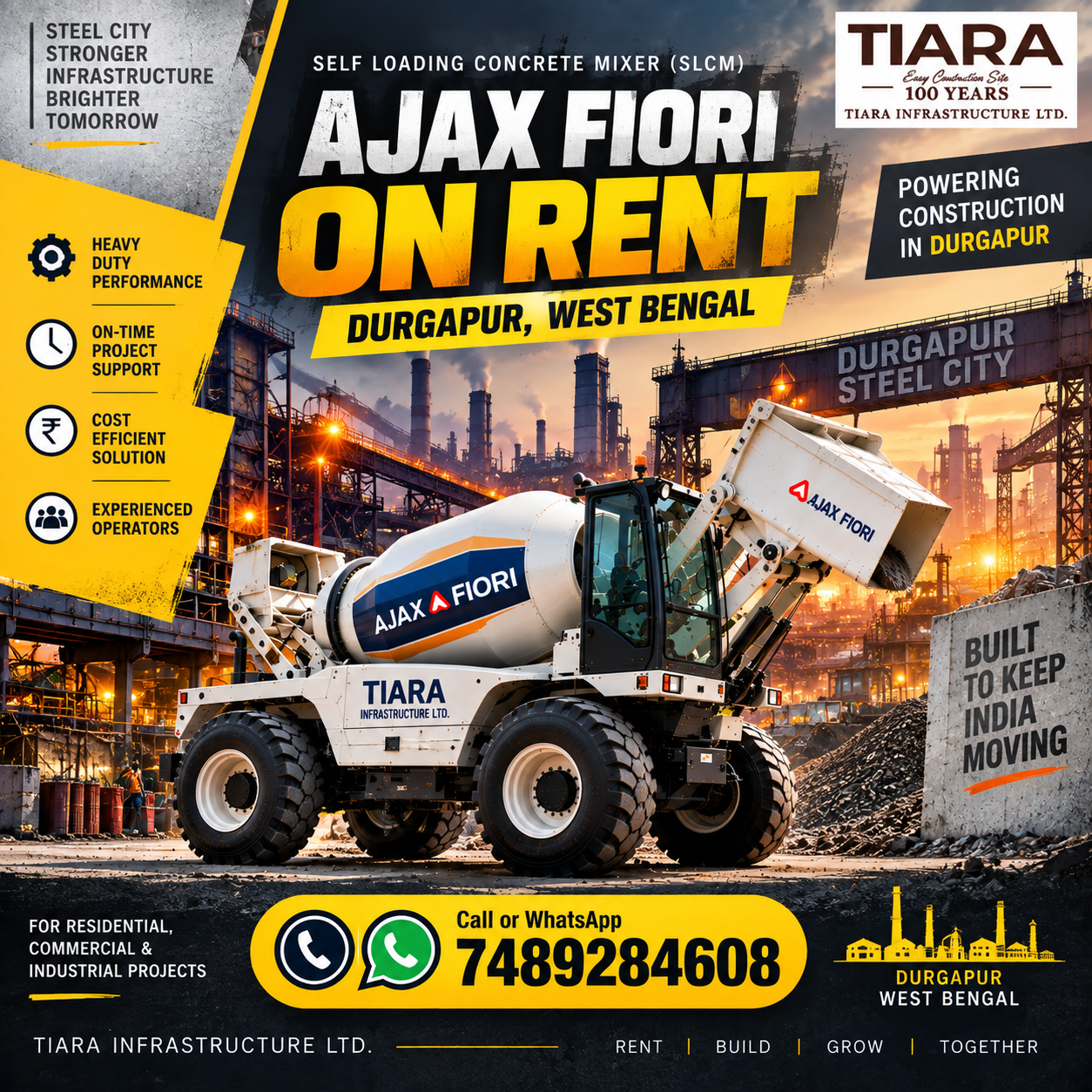 Ajax Fiori on rent in Durgapur, West Bengal self-loading concrete mixer