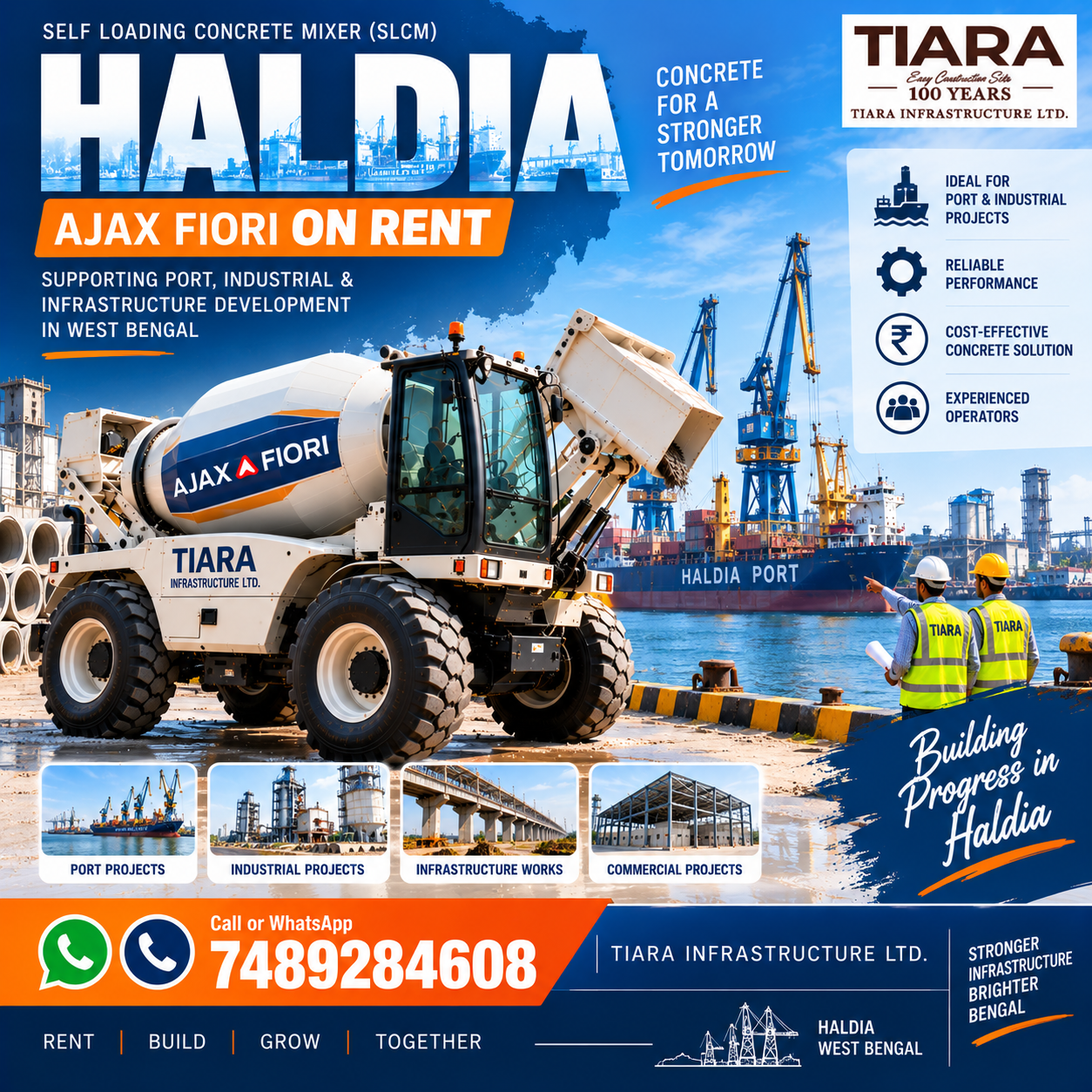 Ajax Fiori on rent in Haldia, West Bengal self-loading concrete mixer