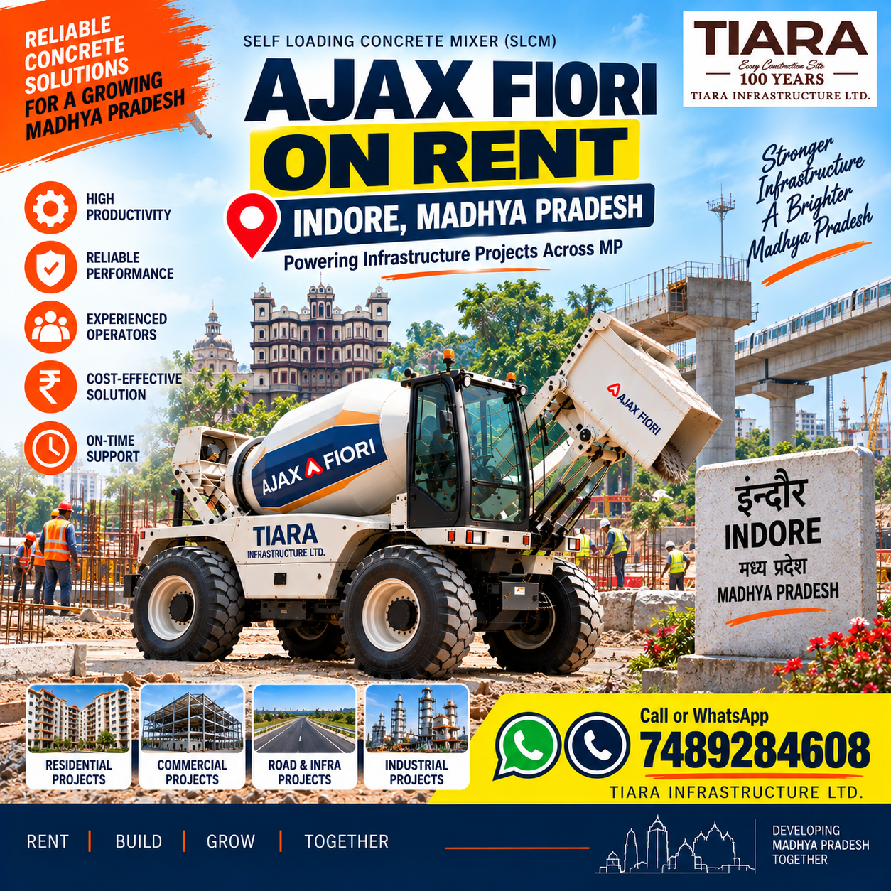 Ajax Fiori on rent in Indore, Madhya Pradesh self-loading concrete mixer