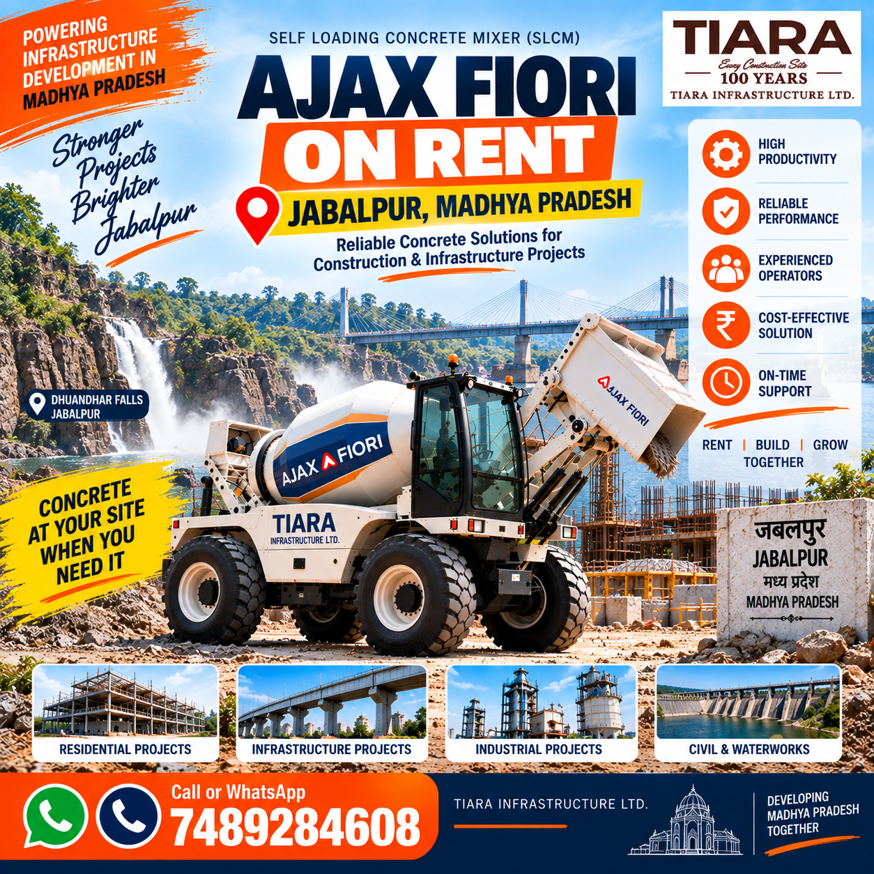 Ajax Fiori on rent in Jabalpur, Madhya Pradesh self-loading concrete mixer