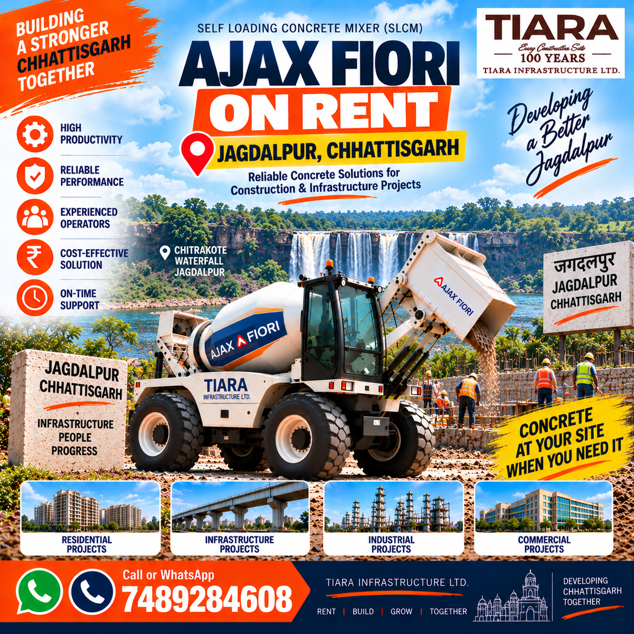 Ajax Fiori on rent in Jagdalpur, Chhattisgarh self-loading concrete mixer