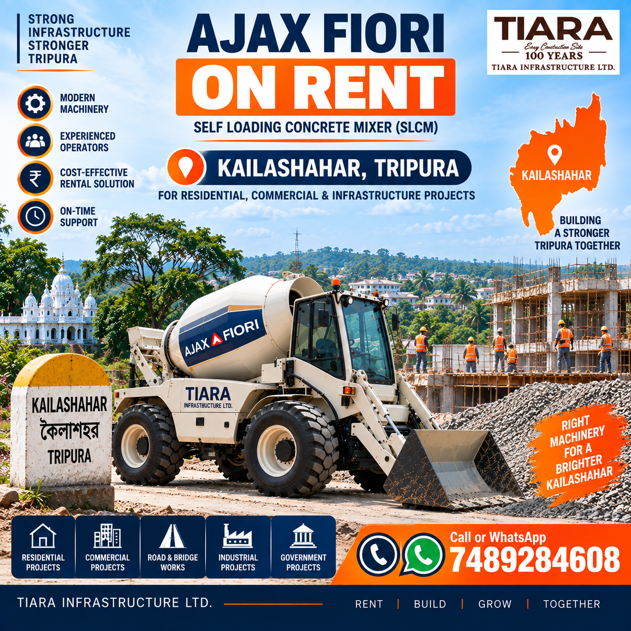 Ajax Fiori on rent in Kailashahar, Tripura self-loading concrete mixer