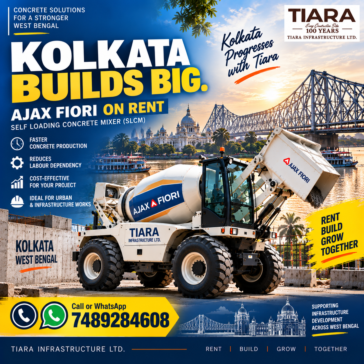 Ajax Fiori on rent in Kolkata, West Bengal self-loading concrete mixer
