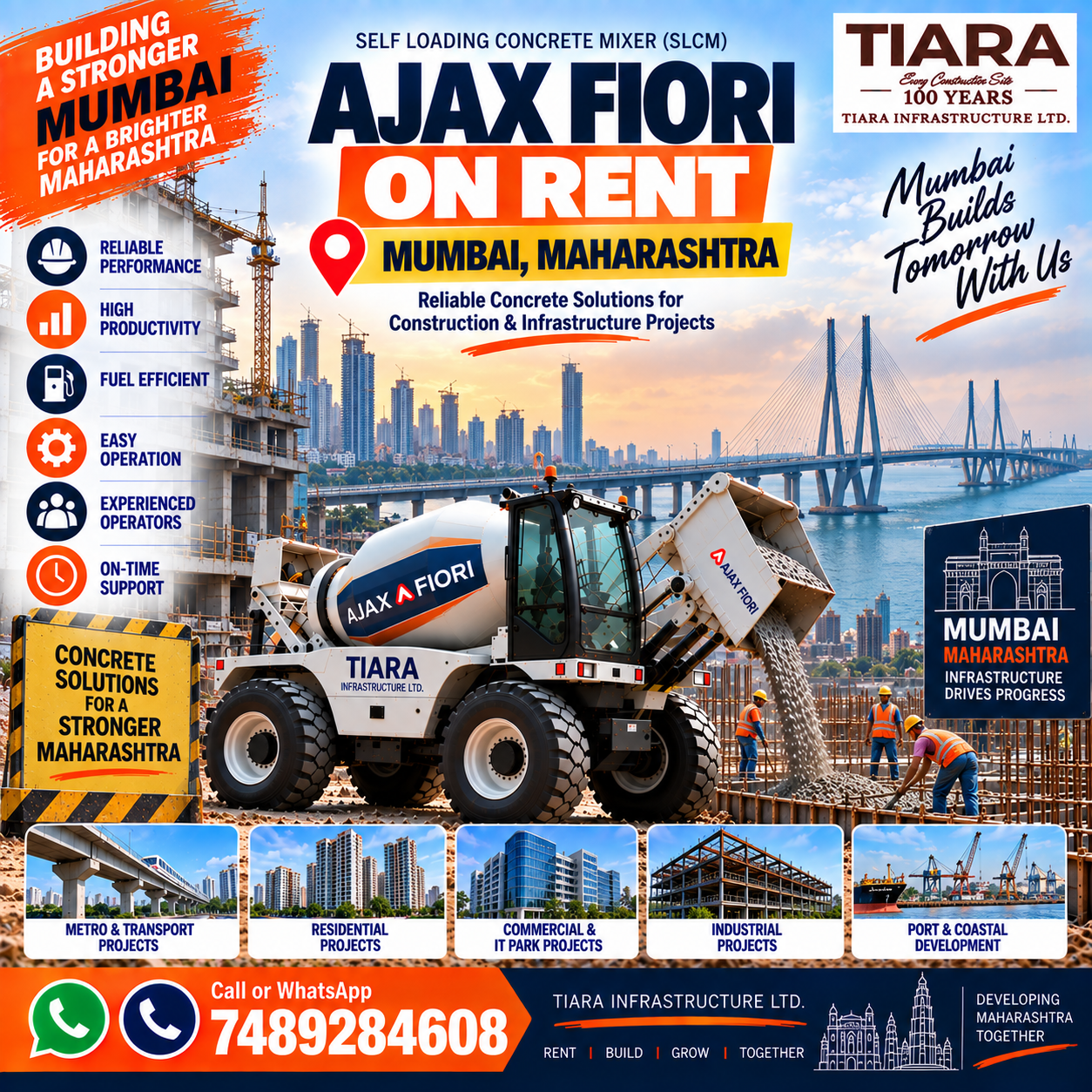 Ajax Fiori on rent in Mumbai, Maharashtra self-loading concrete mixer