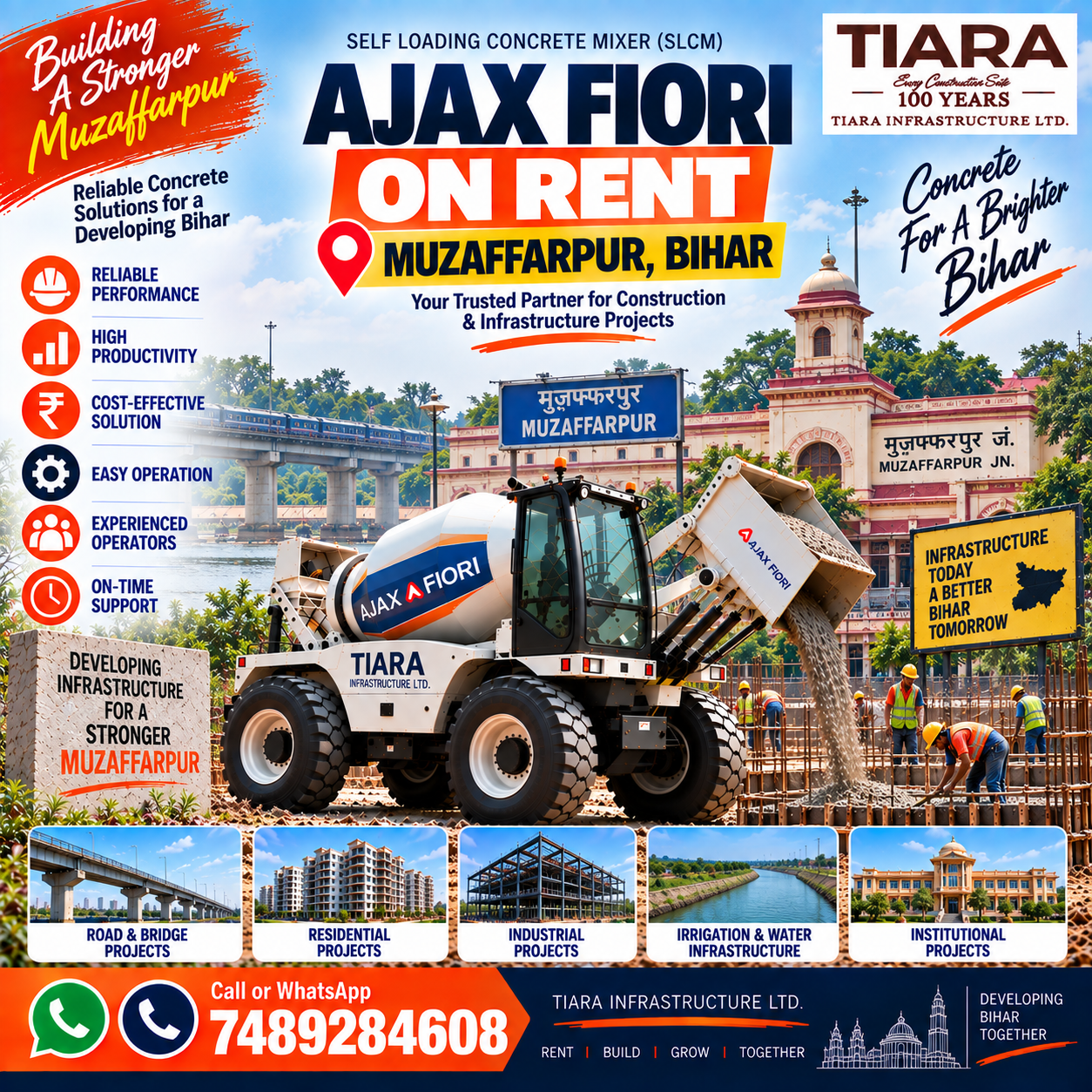 Ajax Fiori on rent in Muzaffarpur, Bihar self-loading concrete mixer