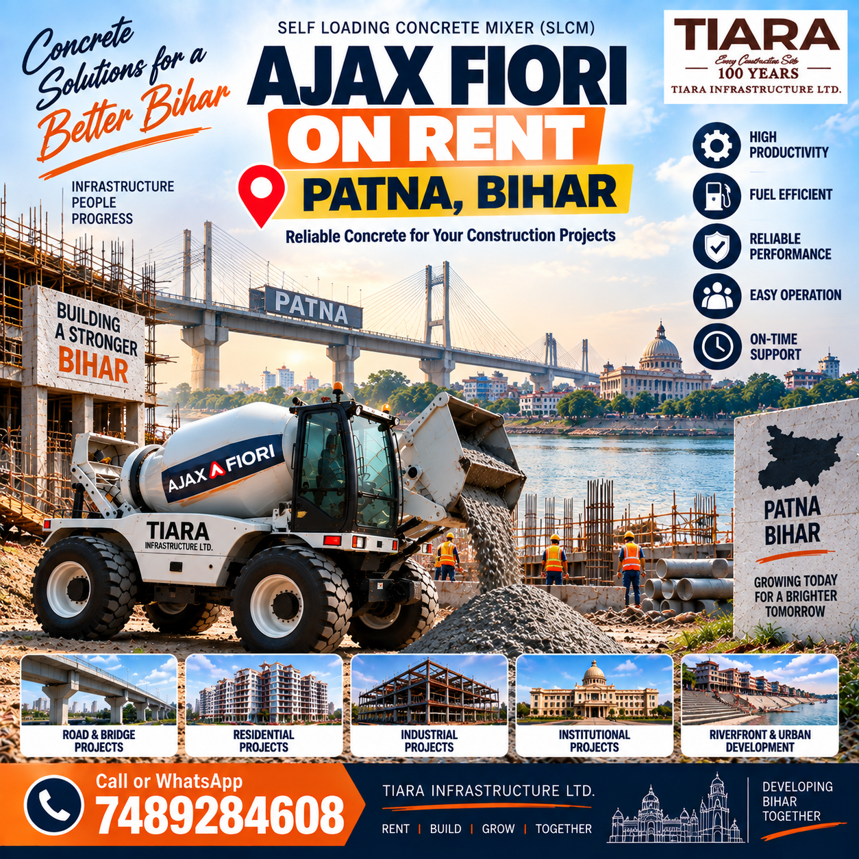Ajax Fiori on rent in Patna, Bihar self-loading concrete mixer