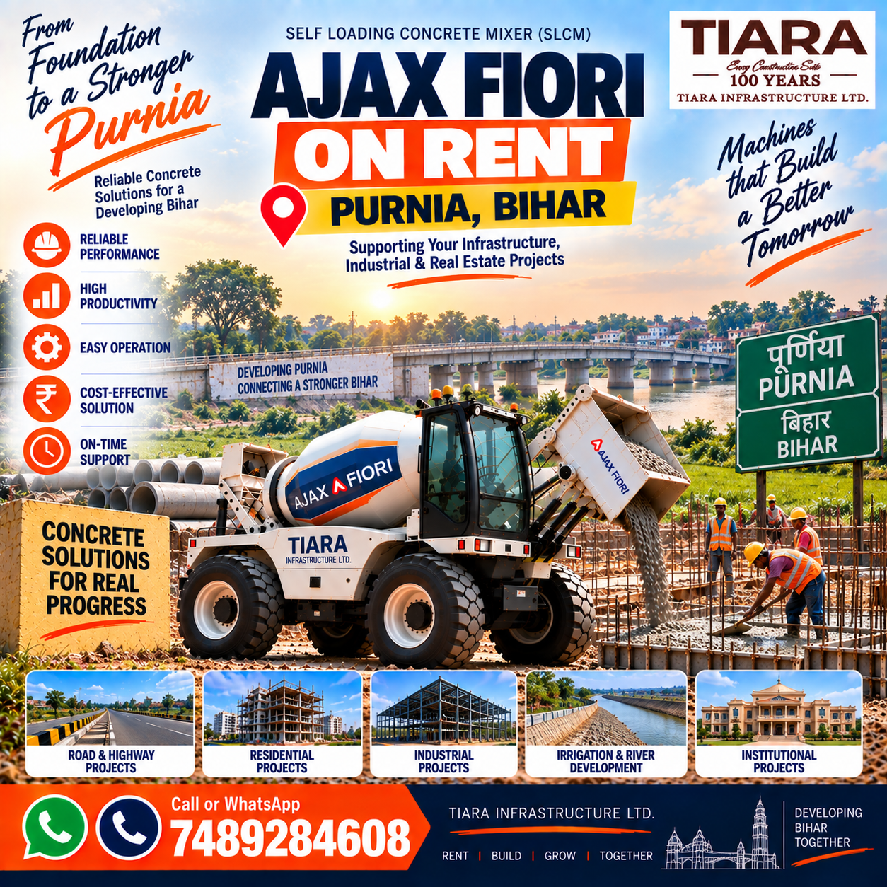 Ajax Fiori on rent in Purnia, Bihar self-loading concrete mixer