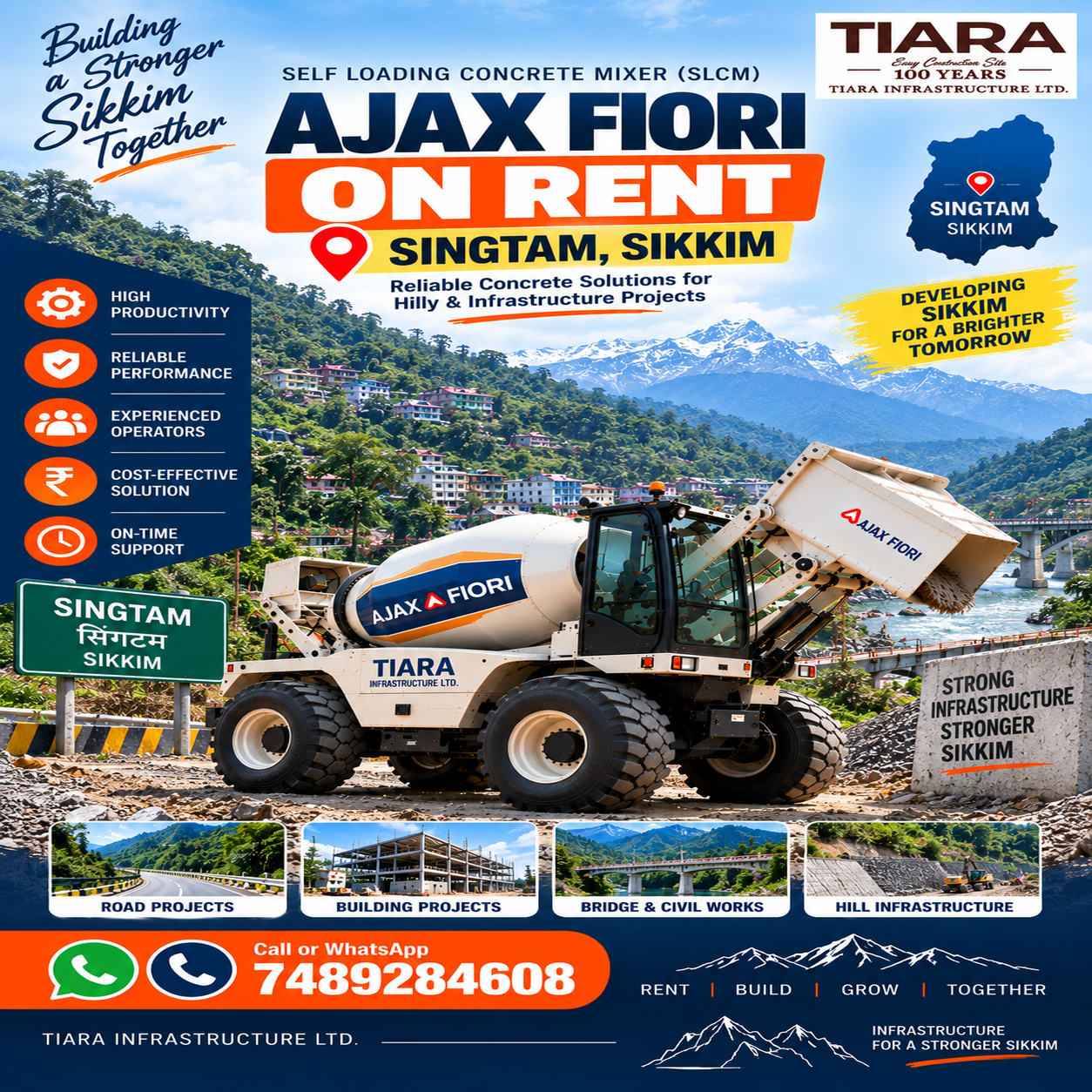 Ajax Fiori on rent in Singtam, Sikkim self-loading concrete mixer