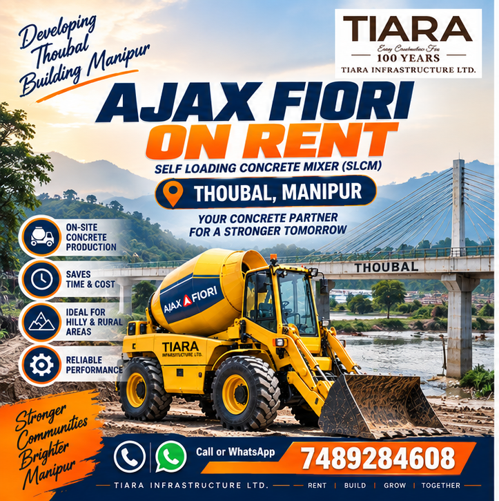 Ajax Fiori self-loading concrete mixer available for rental enquiries in Thoubal, Manipur