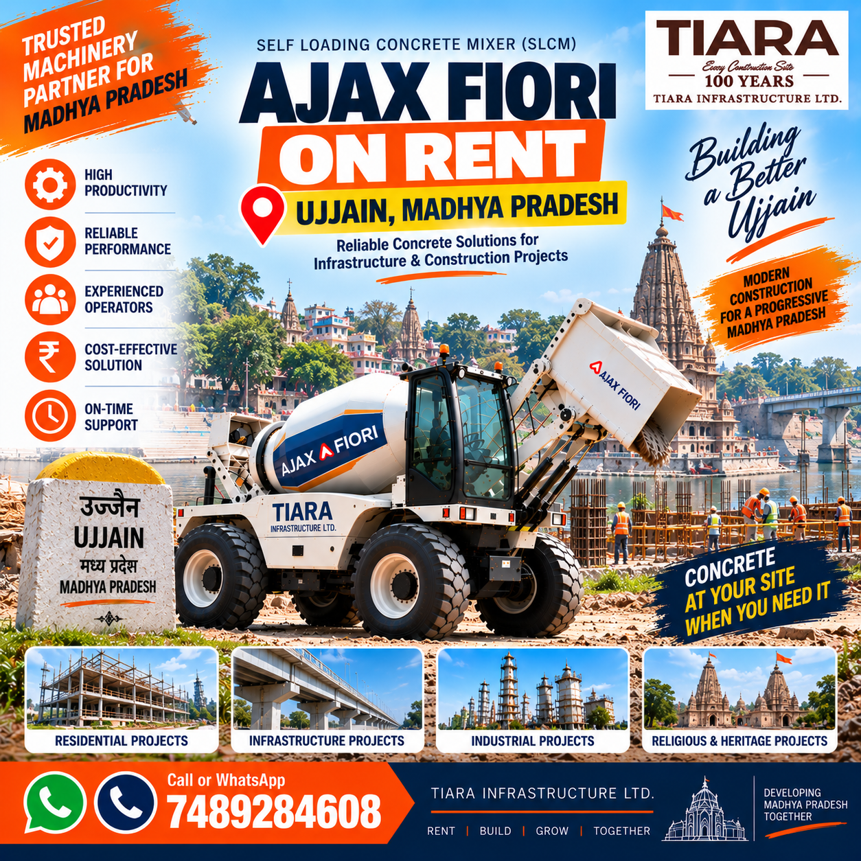 Ajax Fiori on rent in Ujjain, Madhya Pradesh self-loading concrete mixer
