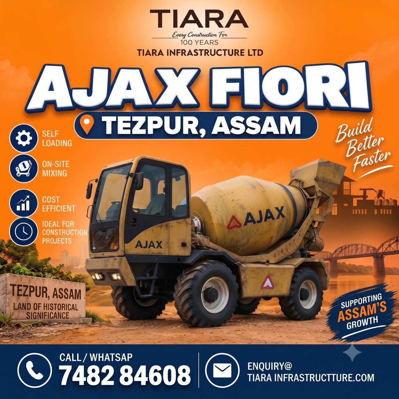 Ajax Fiori Self Loading Concrete Mixer on Rent in Tezpur by Tiara Infrastructure Ltd.