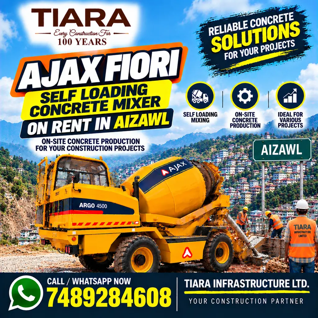 Self Loading Concrete Mixer for rental enquiries in Aizawl
