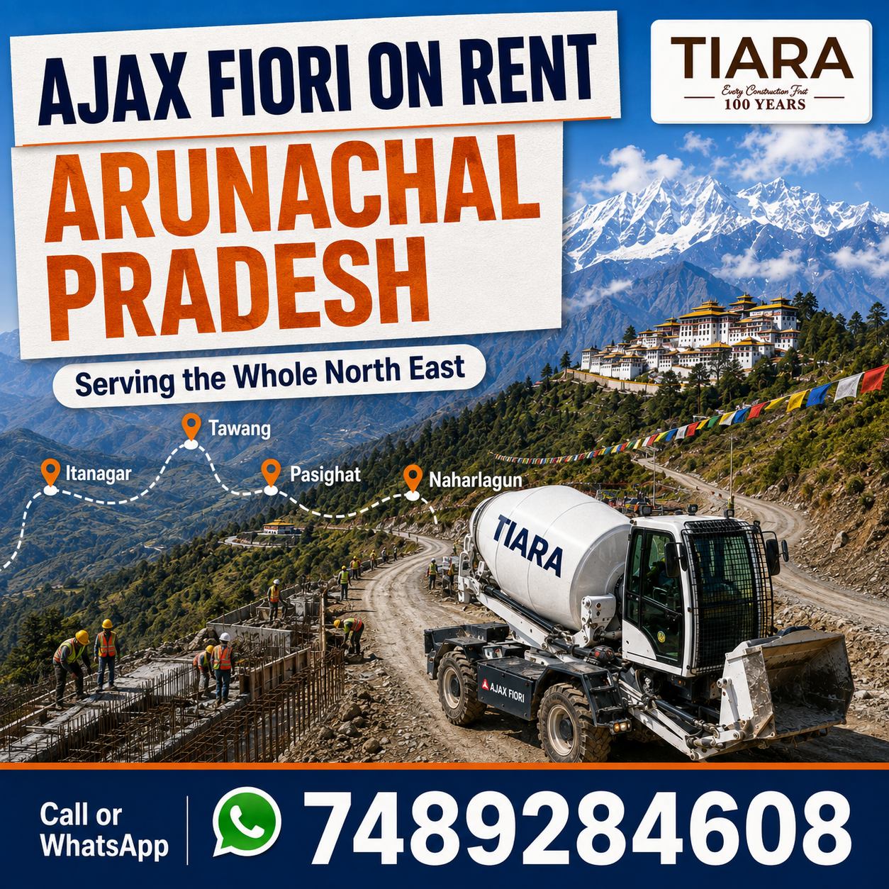 Ajax Fiori on rent in Arunachal Pradesh and self loading concrete mixer rental