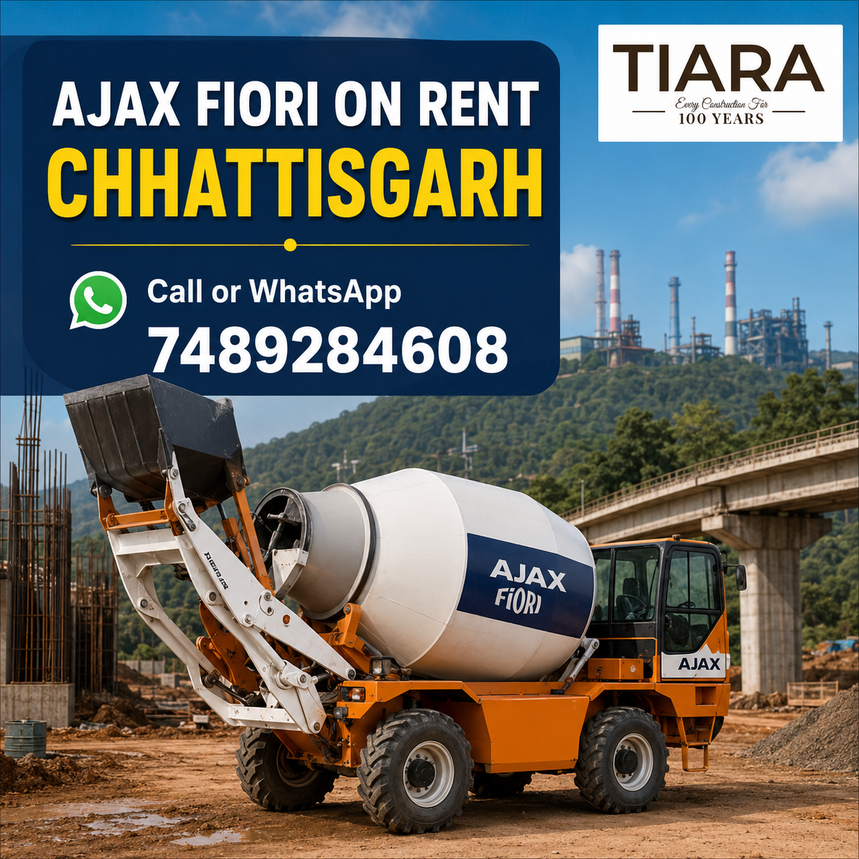 Ajax Fiori on rent in Chhattisgarh and self loading concrete mixer rental