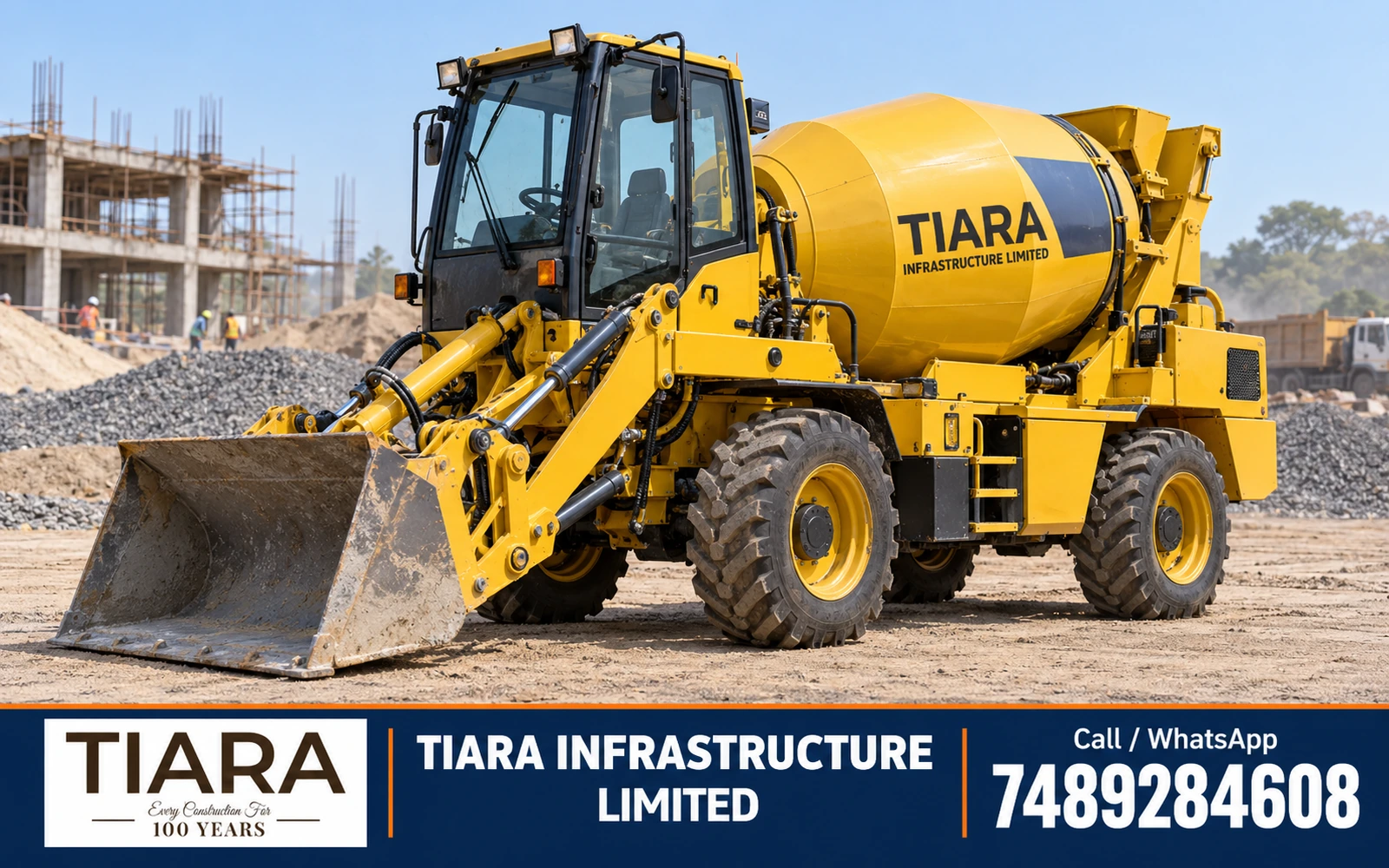 Self Loading Concrete Mixer Ajax Fiori available for rental from Tiara Infrastructure