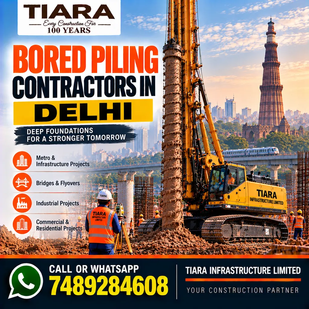 Bored Piling Contractors in Delhi — hydraulic rig and pile foundation works