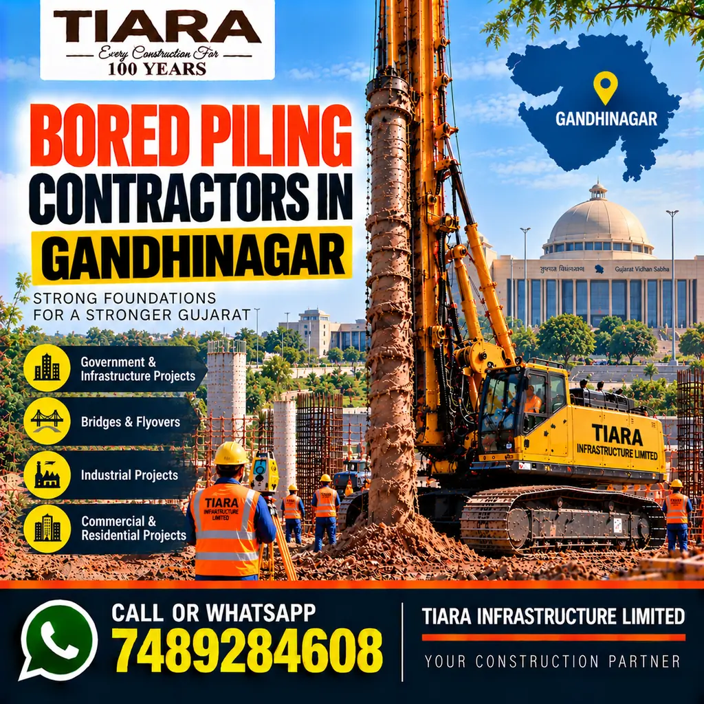 Bored Piling Contractors in Gandhinagar — hydraulic bored piling and RCC pile foundations