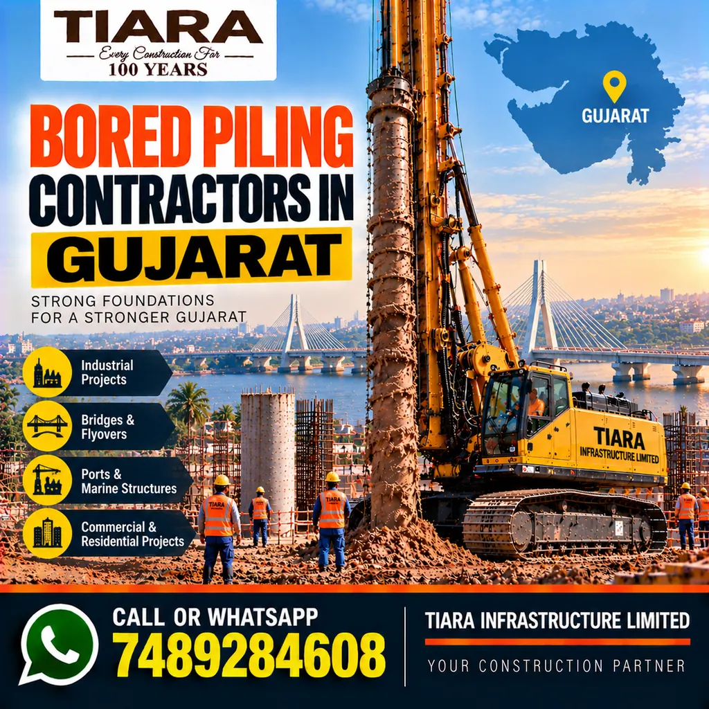Bored Piling Contractors in Gujarat — hydraulic bored piling and RCC pile foundations