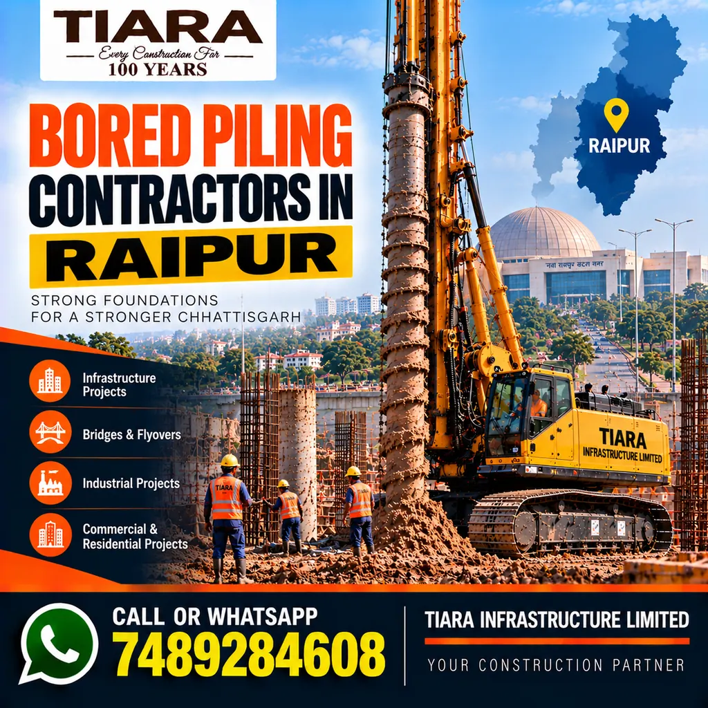 Bored Piling Contractors in Raipur — hydraulic rig and pile foundation works