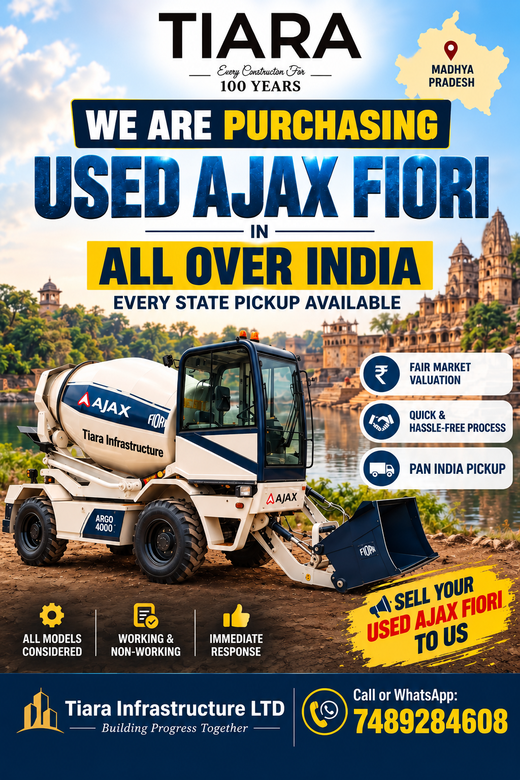 Tiara Infrastructure buying Used Ajax Fiori & Self Loading Concrete Mixer Buyer in India in All Over India