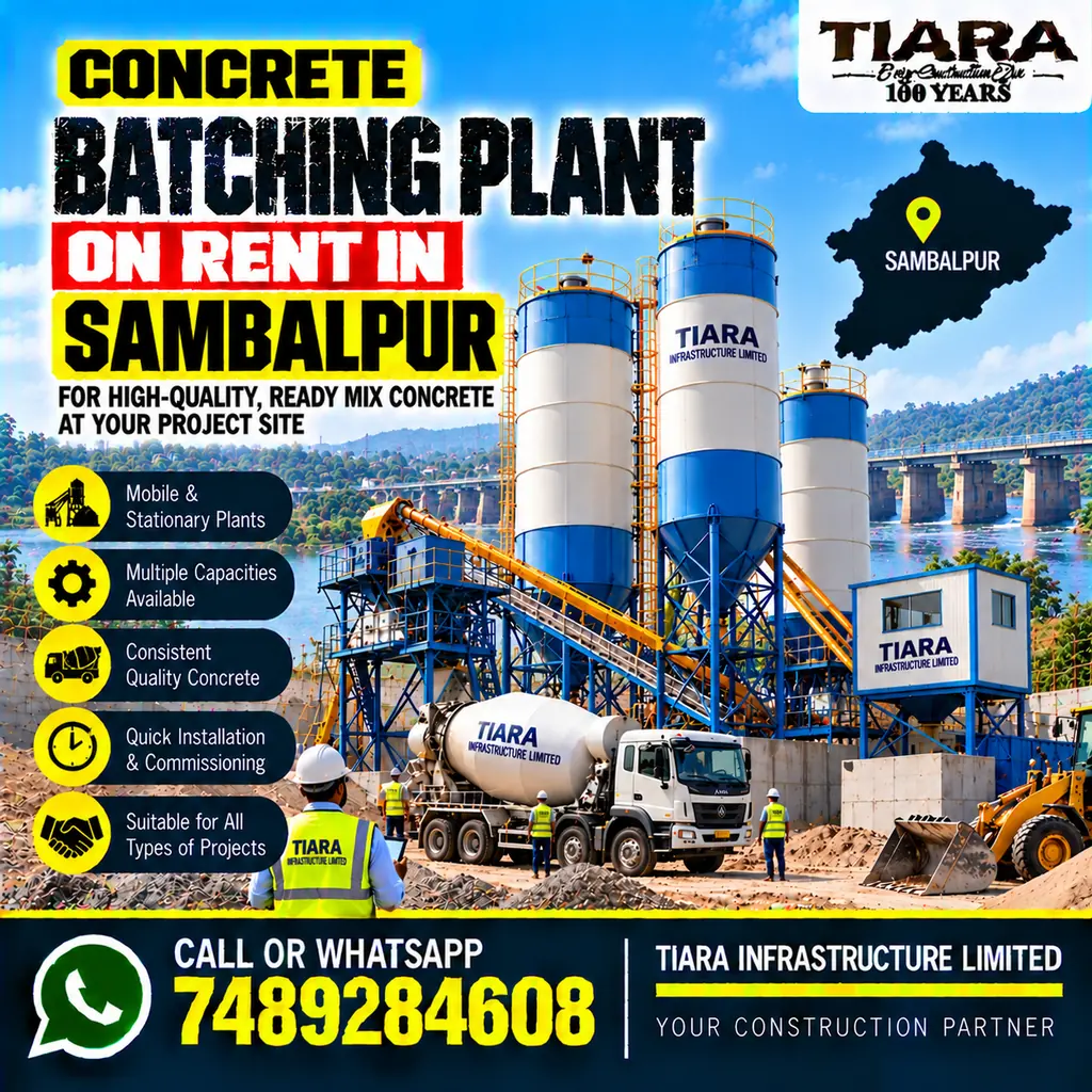 Concrete Batching Plant on Rent in Sambalpur for project concrete production