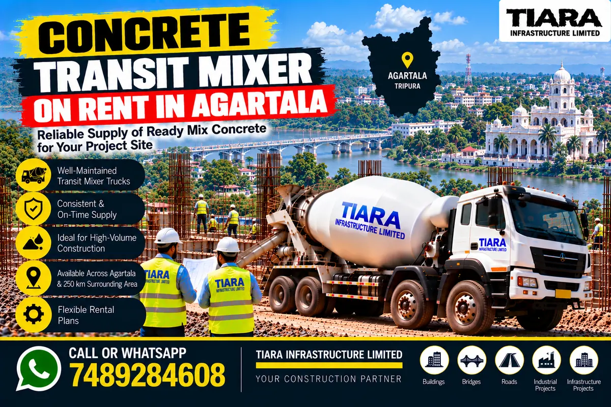 Concrete transit mixer truck on rent in Agartala