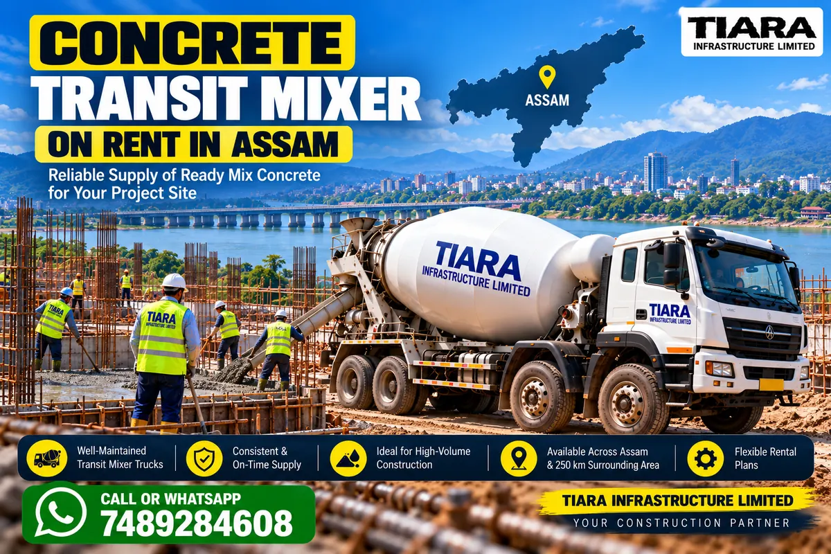 Concrete transit mixer truck on rent in Assam