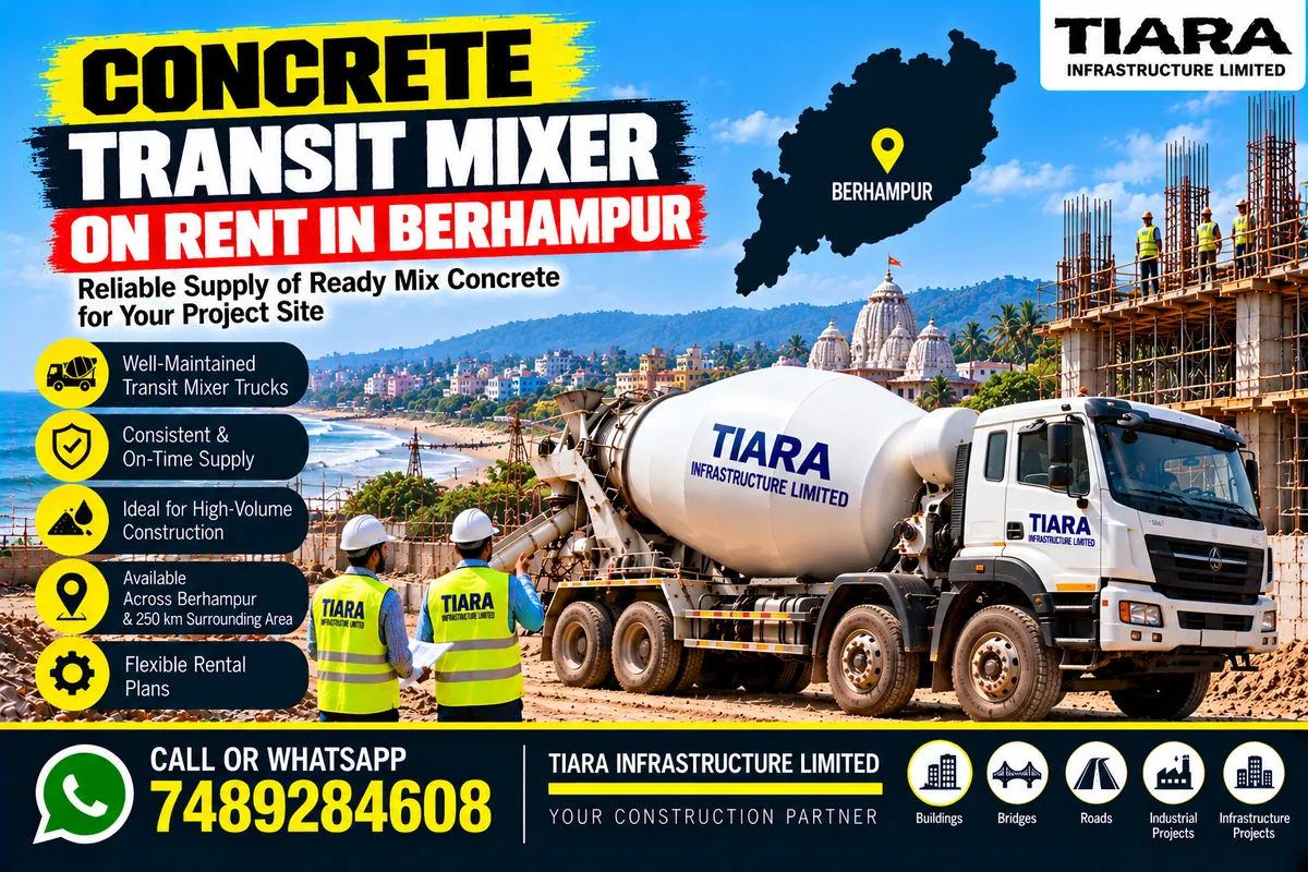 Concrete transit mixer truck rental in Berhampur or Brahmapur