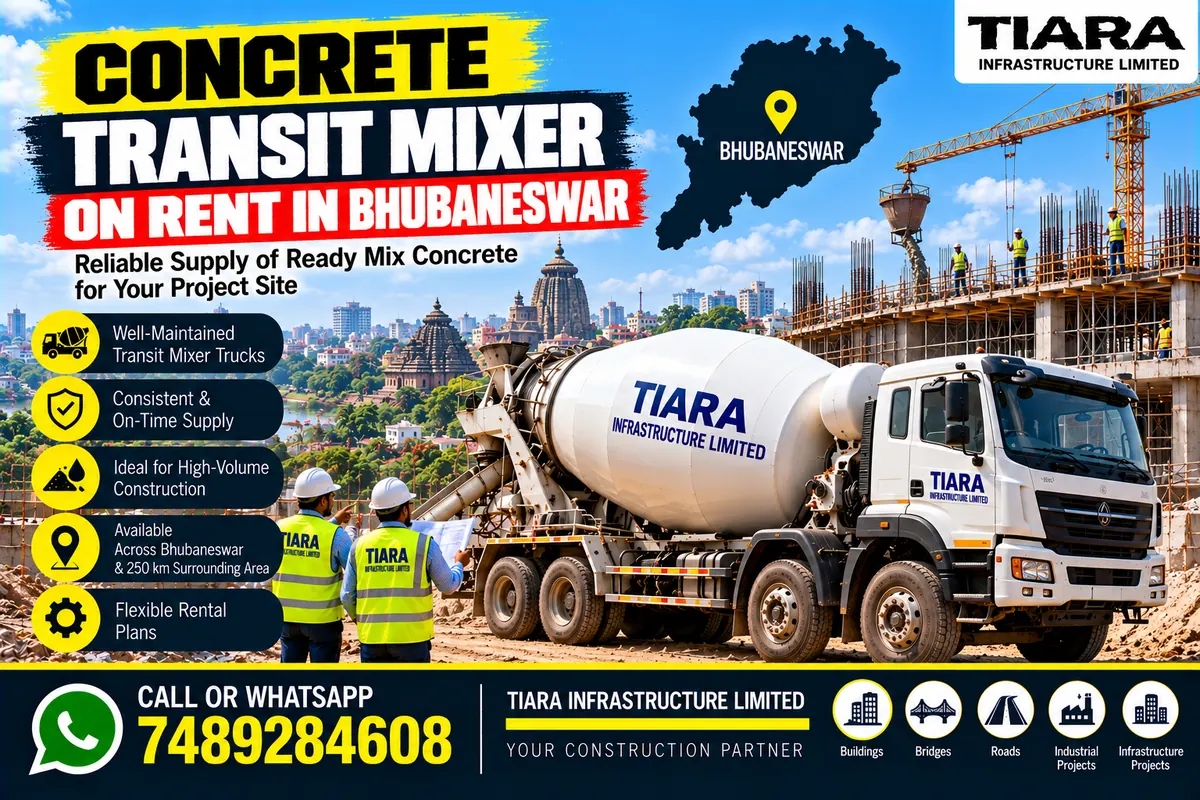 Concrete transit mixer truck rental in Bhubaneswar
