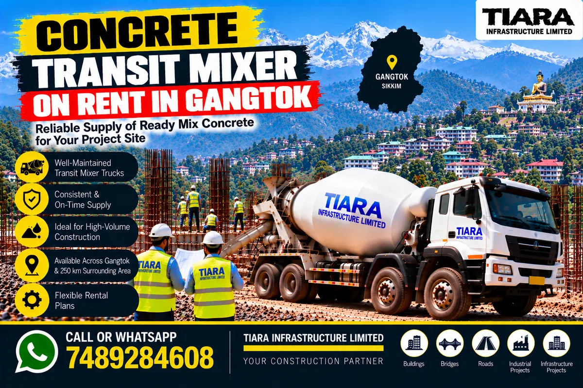 Concrete transit mixer truck on rent in Gangtok