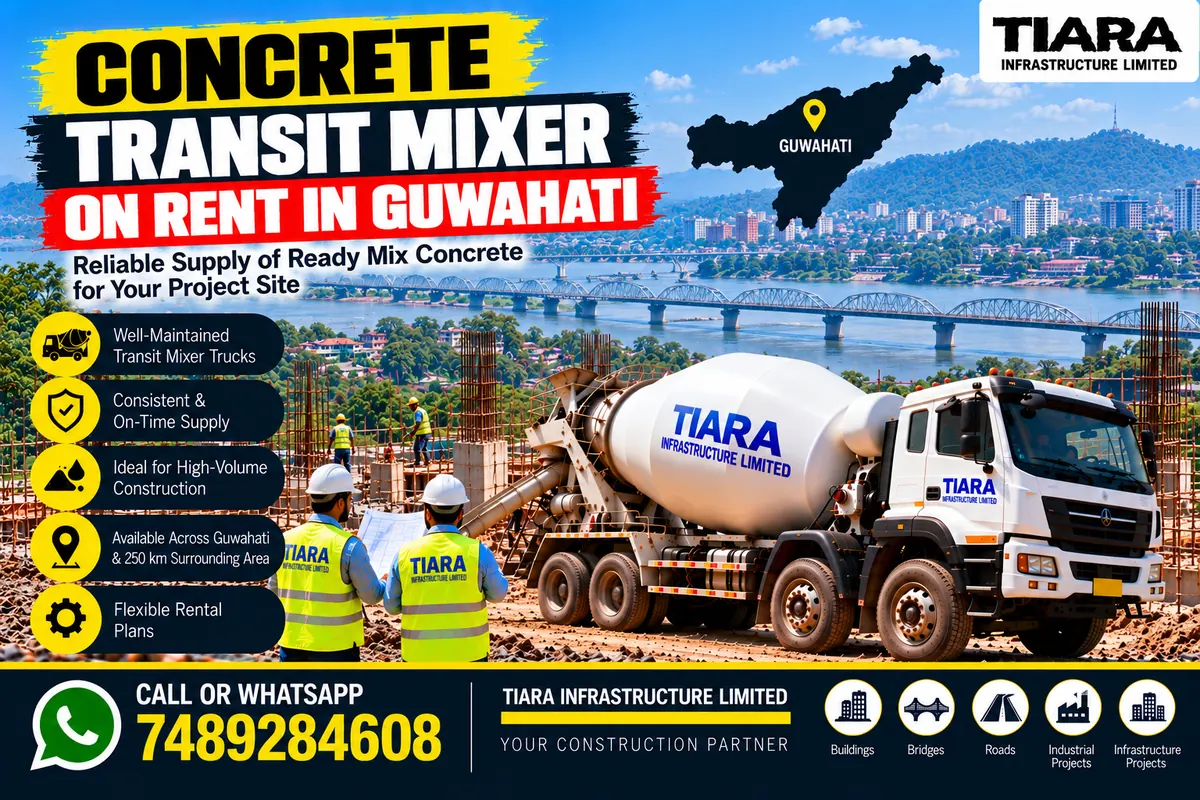 Concrete transit mixer truck on rent in Guwahati