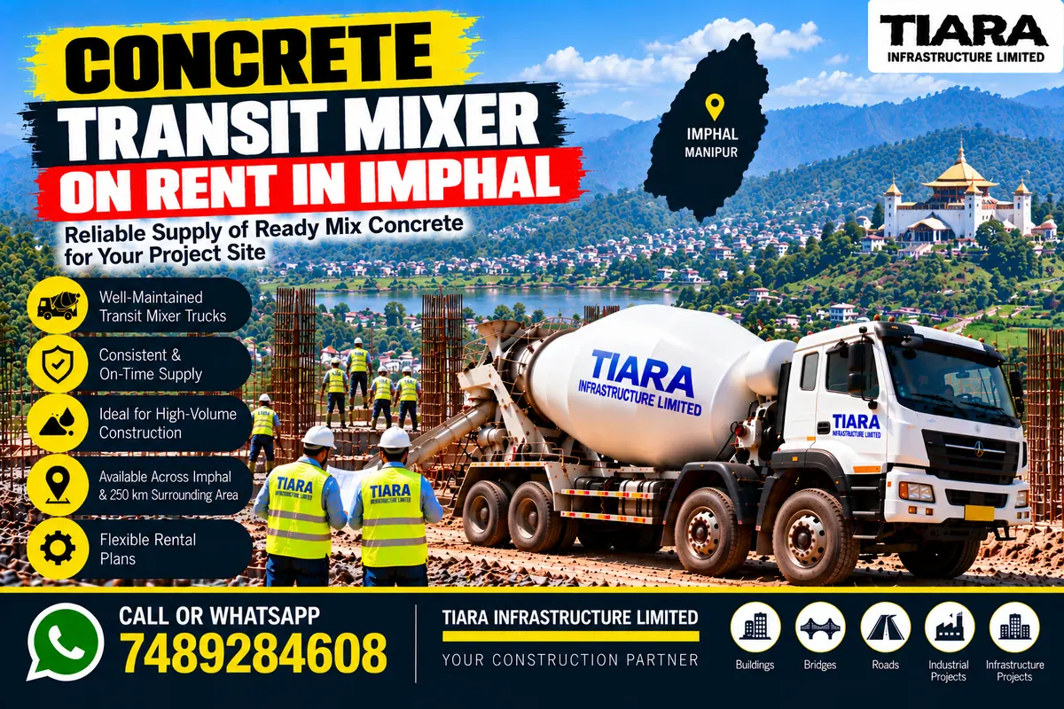Concrete transit mixer truck on rent in Imphal