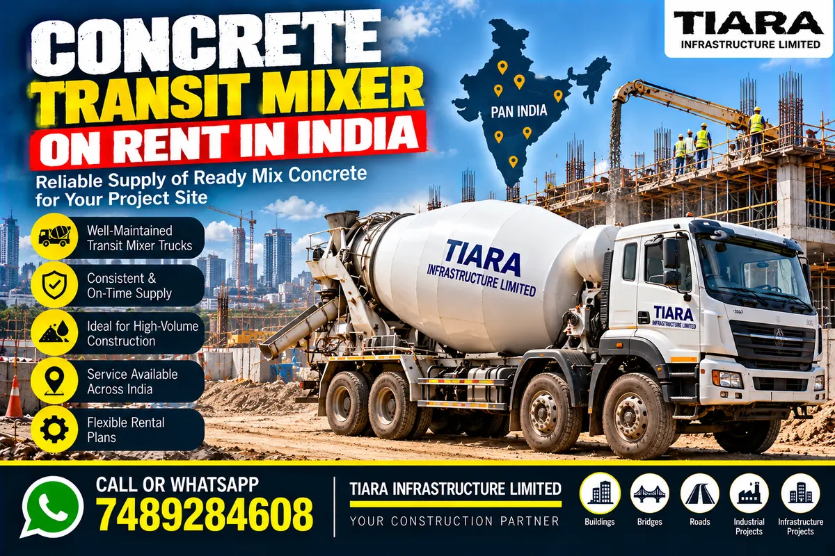Concrete transit mixer truck rental for RMC and construction projects in India