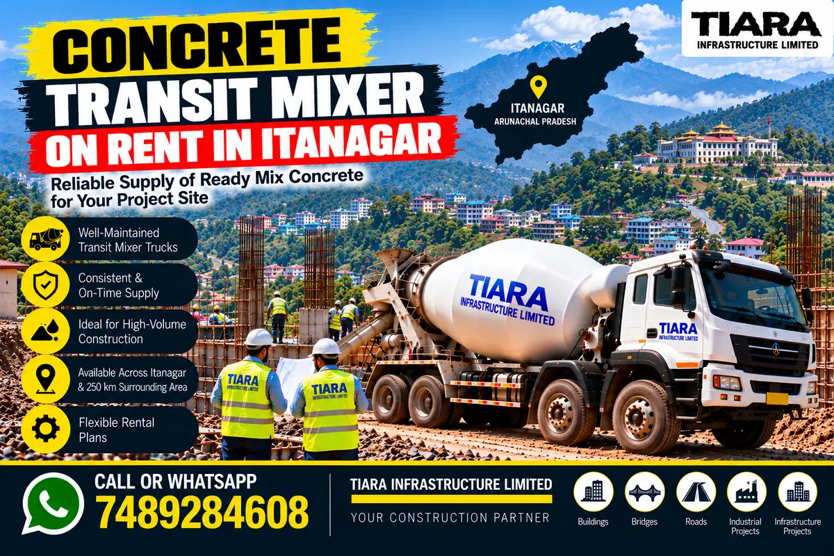 Concrete transit mixer truck on rent in Itanagar