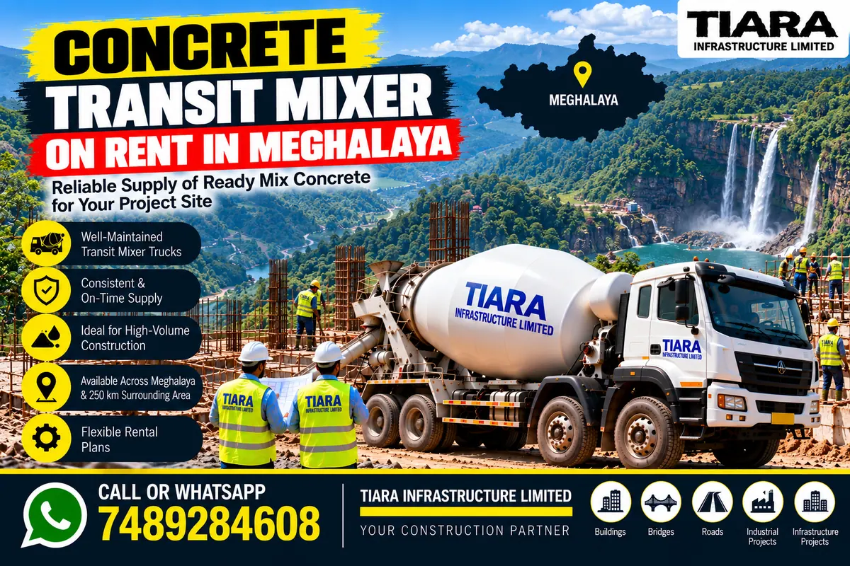Concrete transit mixer truck on rent in Meghalaya