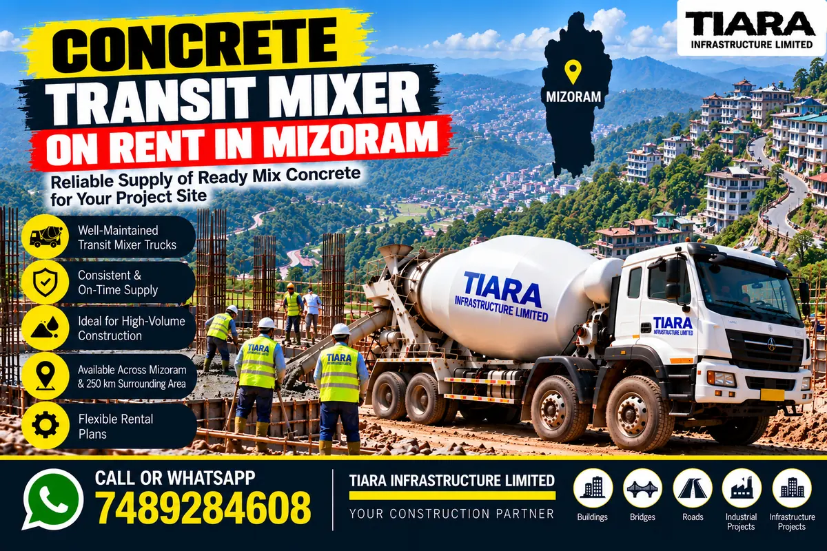 Concrete transit mixer truck on rent in Mizoram