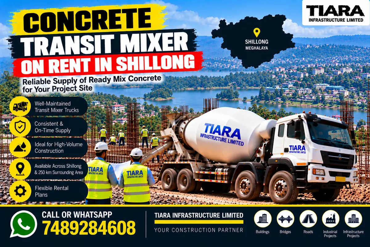 Concrete transit mixer truck on rent in Shillong