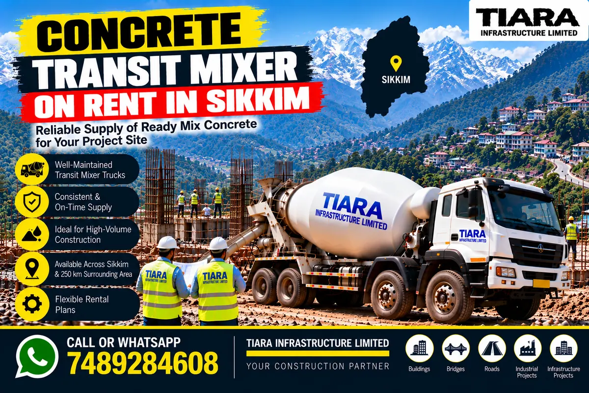 Concrete transit mixer truck on rent in Sikkim