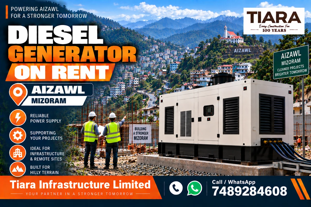 Diesel generator on rent in Aizawl, Mizoram for construction, industrial and infrastructure projects