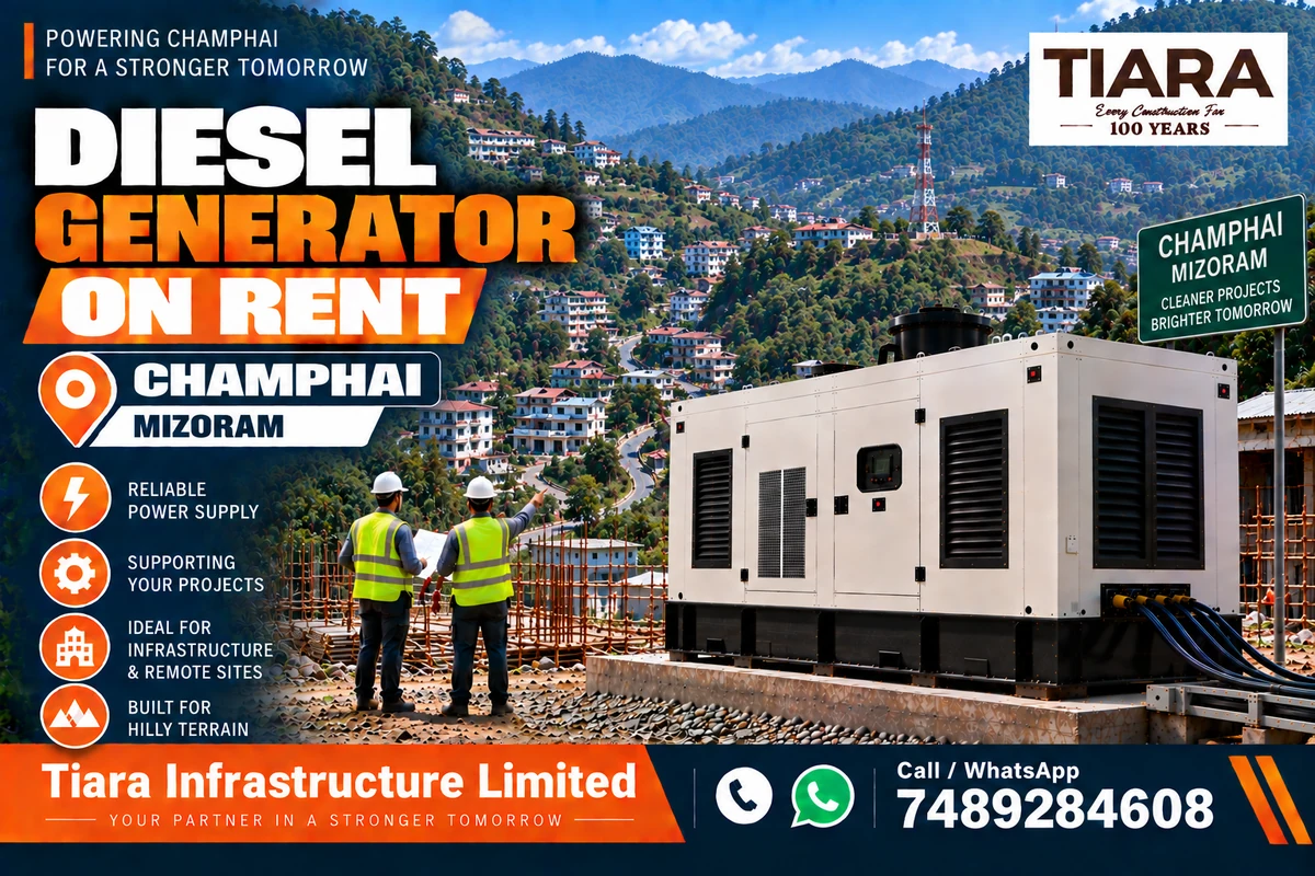 Diesel generator on rent in Champhai, Mizoram for construction, industrial and infrastructure projects