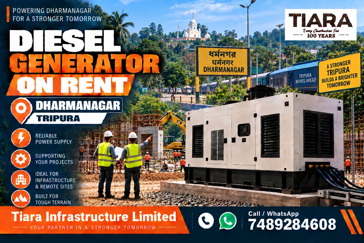 Diesel generator on rent in Dharmanagar, Tripura for construction, industrial and infrastructure projects