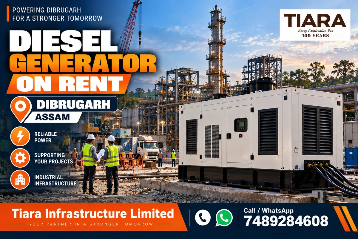 Diesel generator on rent in Dibrugarh, Assam for construction, industrial and infrastructure projects